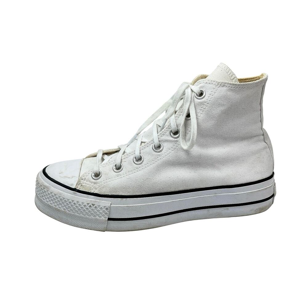 Converse Chuck Taylor All Star Hi Platform Womens White Black Lace Up Sneakers 8
